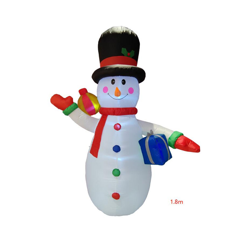 Factory direct sales, just in time for Christmas inflatable 1.8M2 gift package, creative and cute snowman Christmas scene decoration wholesale Application Scenario