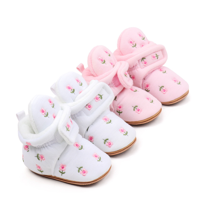 Baby Cotton Shoes for Winter, Soft Bottom for 0-1 Year Old Baby, Warm and Thickened with Fleece, Anti-Slip Shoes for Newborns thumbnail