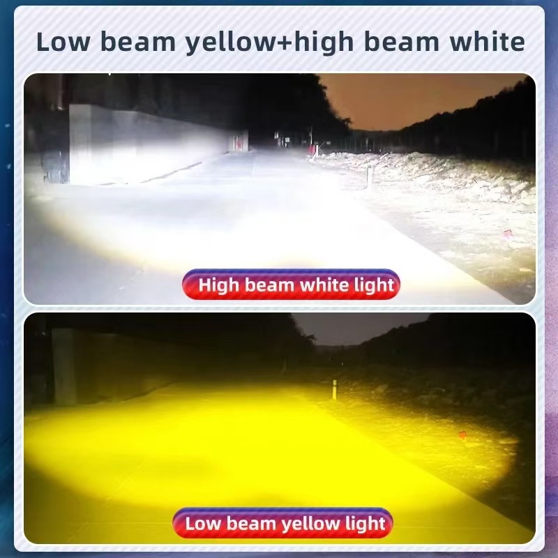 Automobile LED spotlights, work lights, dual-color spotlights, flashing lights, 4-inch round lights, square lights, motorcycle headlights, dazzling colors details Picture