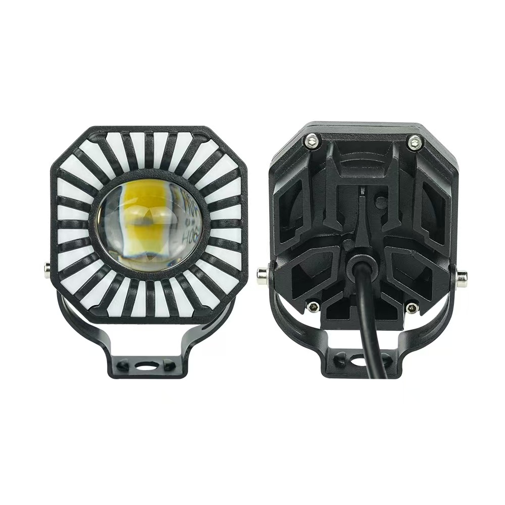Automobile LED spotlights, work lights, dual-color spotlights, flashing lights, 4-inch round lights, square lights, motorcycle headlights, dazzling colors pic 8