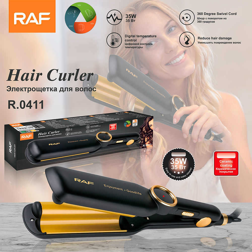 RAF Cross-border Hair Straightening heating Plate Portable Curling Iron Home Voluminous and portable multi-functional curling iron