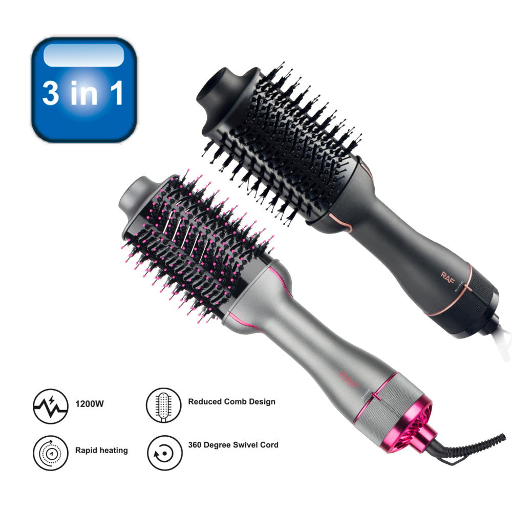 RAF European standard cross-border curling and straightening dual-purpose hair styling three-in-one hot air comb, automatic curling iron, electric hair dryer details Picture