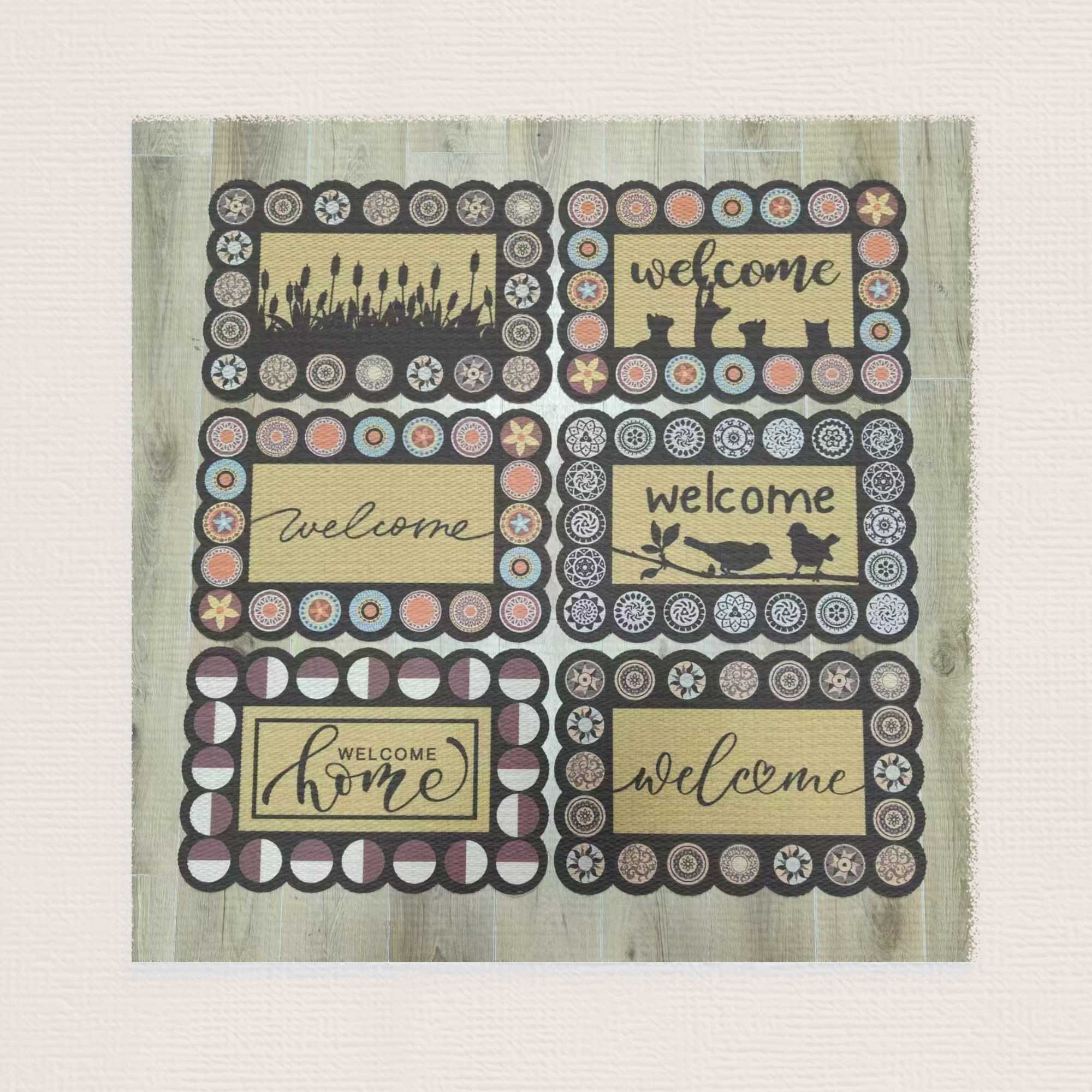 European-style floor mat, pineapple pattern high-definition printed floor mat, foot mat, absorbent door mat, anti-slip mat, kitchen mat, bathroom mat, PVC base, polypropylene fabric, multiple patterns available for mixing, size 40*60cm Item Picture