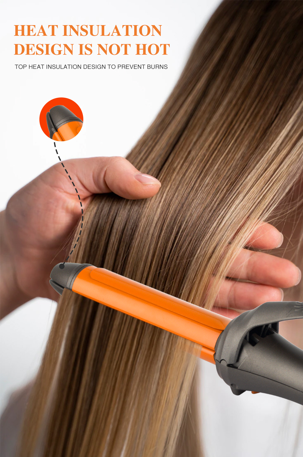 The new two-in-one curling iron straightener with ceramic clamps can be used for both dry and wet straightening. It features large curls with inward bangs for hair replacement pic 7