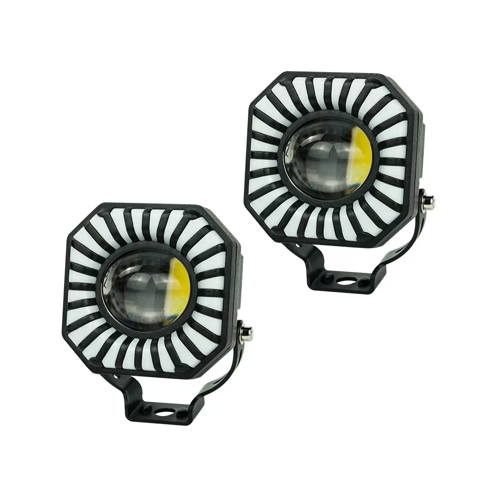 Automobile LED spotlights, work lights, dual-color spotlights, flashing lights, 4-inch round lights, square lights, motorcycle headlights, dazzling colors pic 2