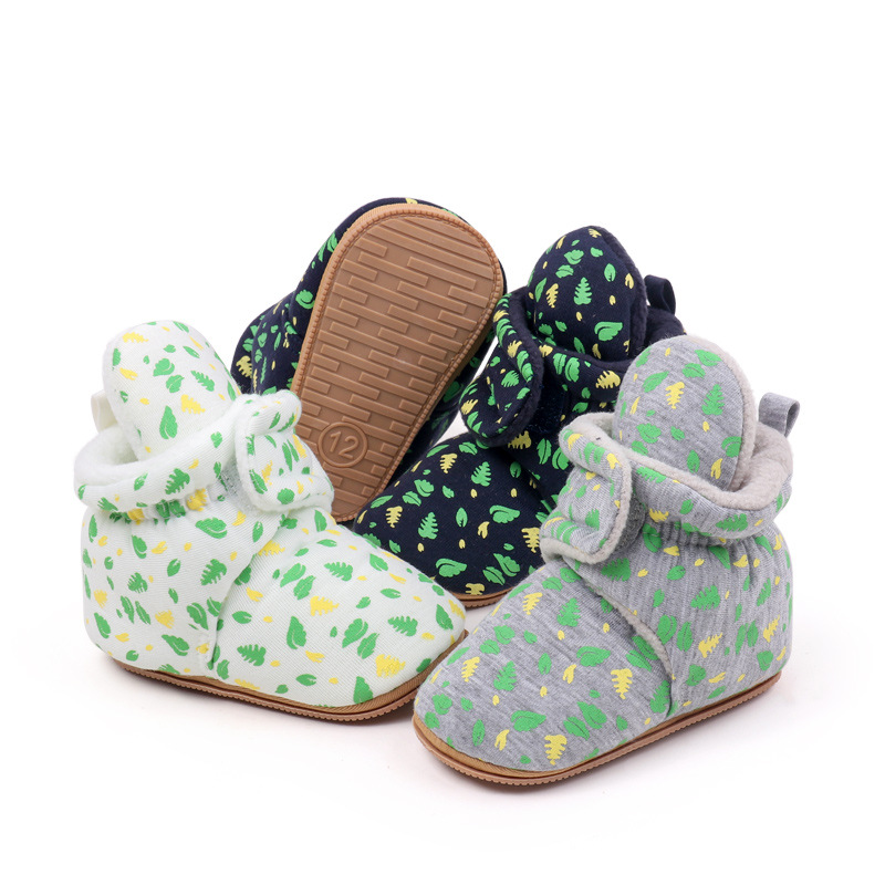 Baby Winter Cotton Boots with Soft Rubber Soles, Learning Shoes for Infants, Warm and Anti-Slip Footwear for 0-12 Months