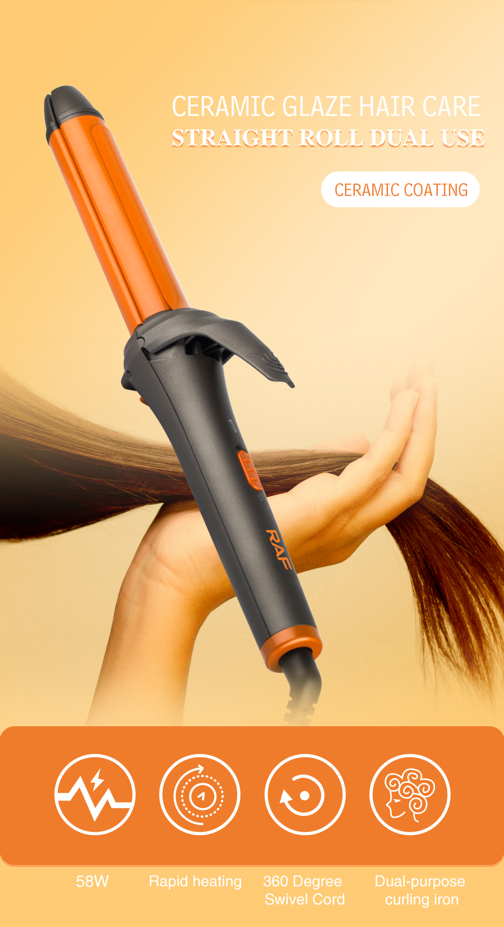 The new two-in-one curling iron straightener with ceramic clamps can be used for both dry and wet straightening. It features large curls with inward bangs for hair replacement pic 5