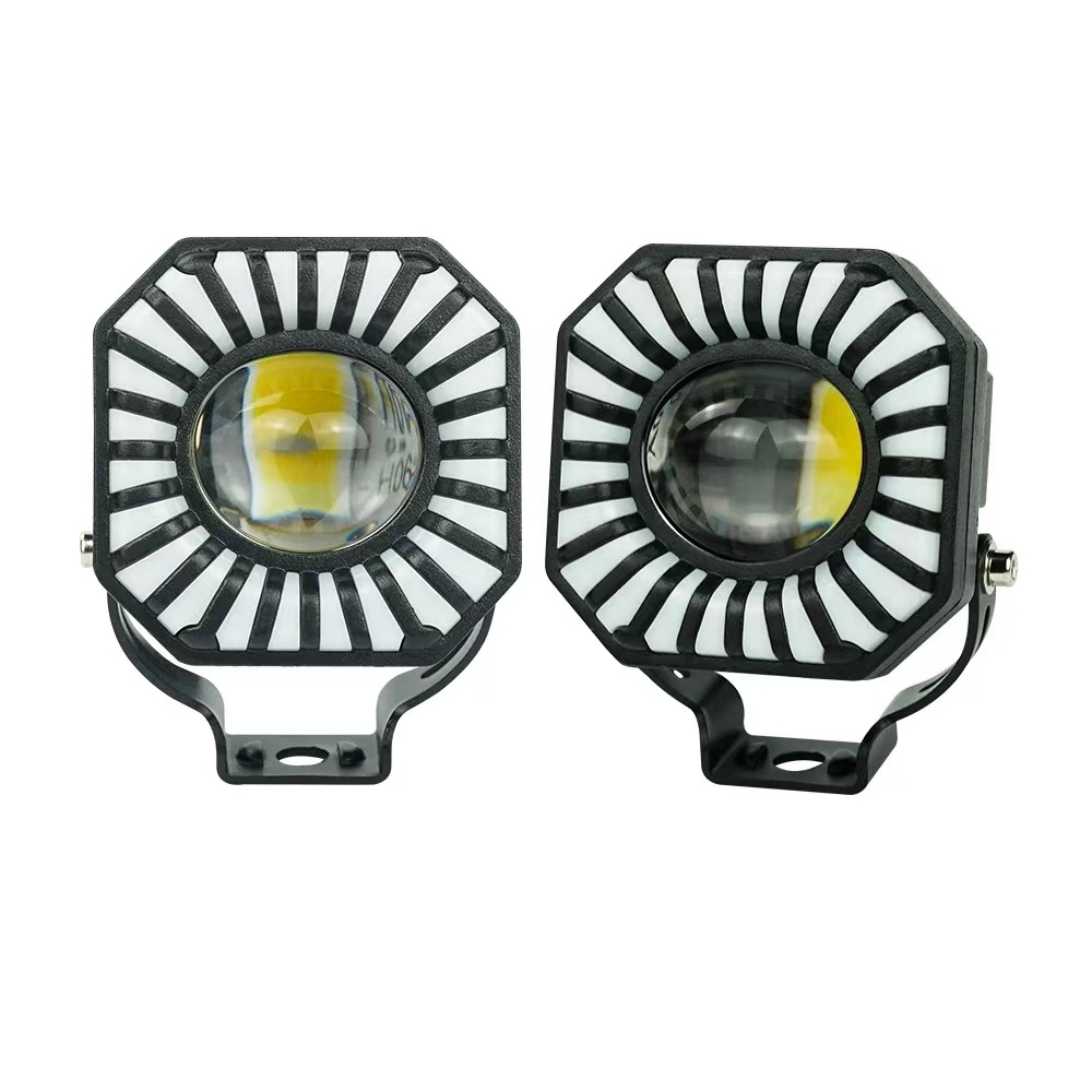 Automobile LED spotlights, work lights, dual-color spotlights, flashing lights, 4-inch round lights, square lights, motorcycle headlights, dazzling colors pic 9