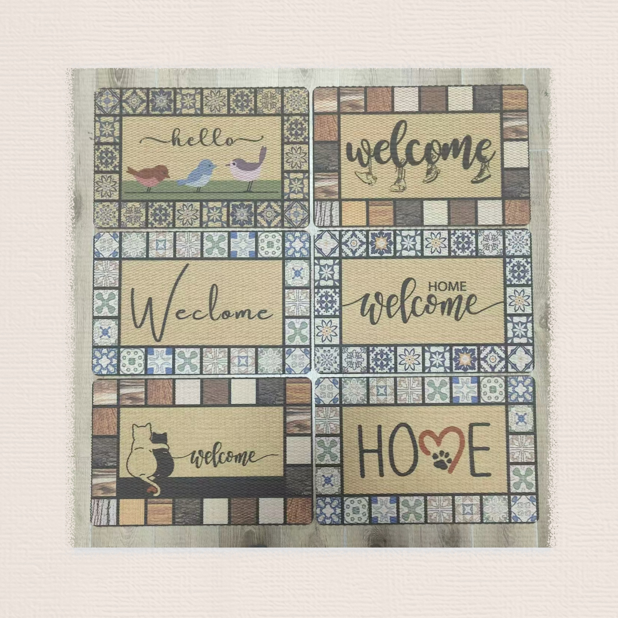European-style floor mat, pineapple pattern high-definition printed floor mat, foot mat, absorbent door mat, anti-slip mat, kitchen mat, bathroom mat, PVC base, polypropylene fabric, multiple patterns available for mixing, size 40*60cm full figure