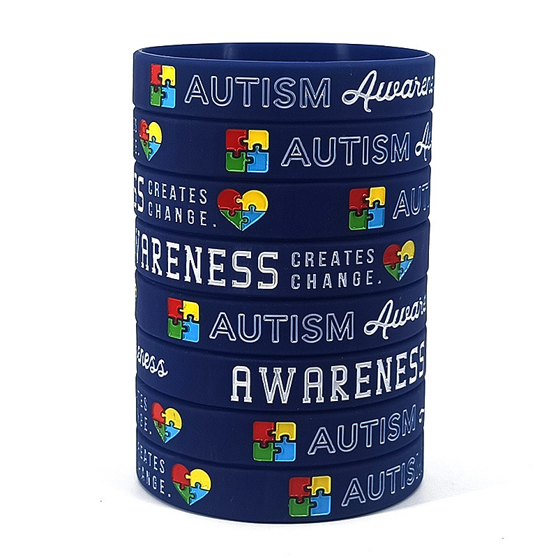 新款Autism awareness 自闭硅胶手环 跨境关爱自闭意识橡胶手腕带新款Autism awareness 自闭