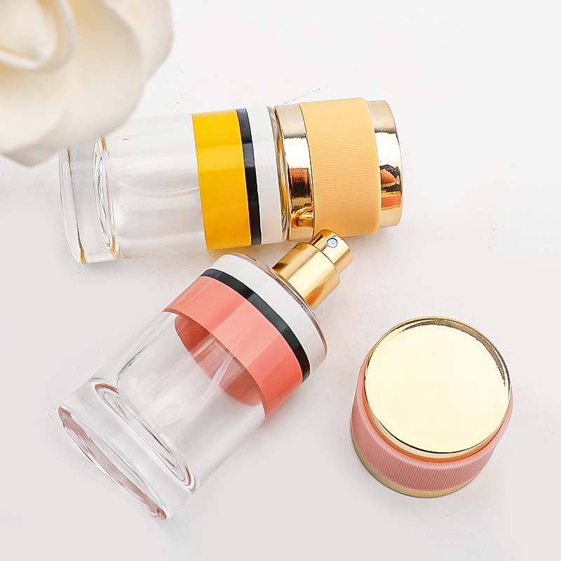30ml cylindrical spray bottle, six-color mixed hair screw-top glass bottle, portable travel perfume, portioned bottle Item Picture