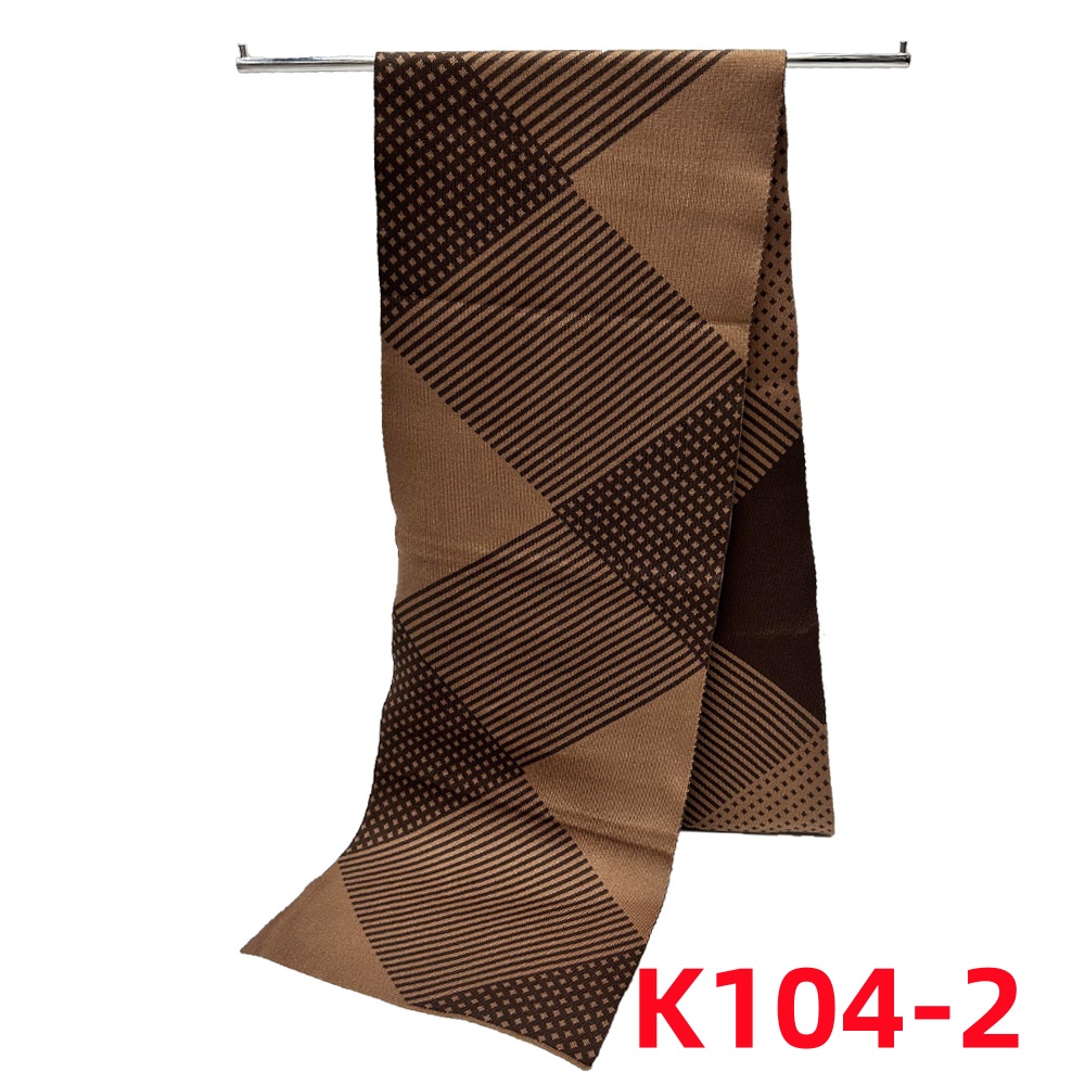 Foreign Trade Scarf Short Men's Scarf Warm Small Bib Lozenge Plaid Double-Sided Blended Knitted Scarf For Men details Picture