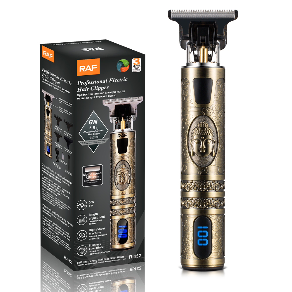 RAF Cross-border Electric household hair clipper, high-power shaving head, electric clipper, retro oil head, rechargeable engraving electric R.432 details Picture
