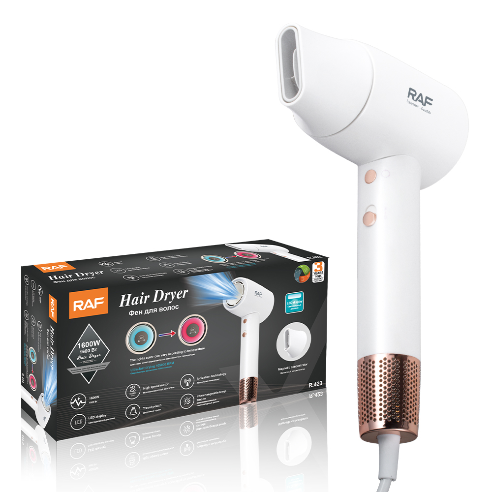 RAF European standard cross-border high-speed hair dryer, smart temperature control, household high-power quick-drying hair dryer, negative ion R.423 details Picture