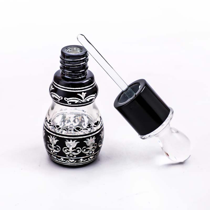 Gourd bottle, 12ml screw-mouth bottle, glass bottle, colored electroplated and engraved essential oil bottle, cosmetic bottle pic 3
