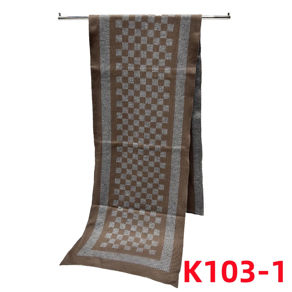 Autumn And Winter New Men's Knitted Blended Scarf Checkerboard Lattice Warm Europe And The United States Simple Business Leisure Young Neck Manufacturers Wholesale details Picture