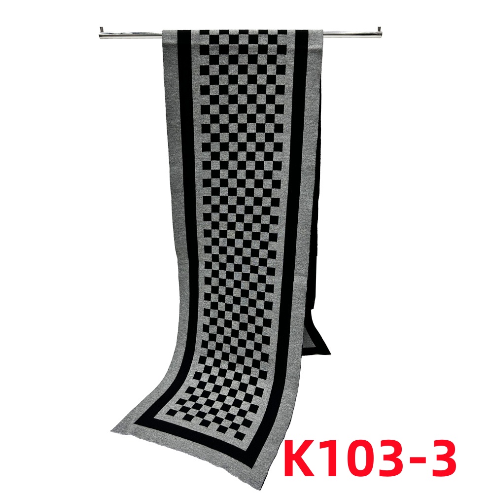 Autumn And Winter New Men's Knitted Blended Scarf Checkerboard Lattice Warm Europe And The United States Simple Business Leisure Young Neck Manufacturers Wholesale Specification drawing