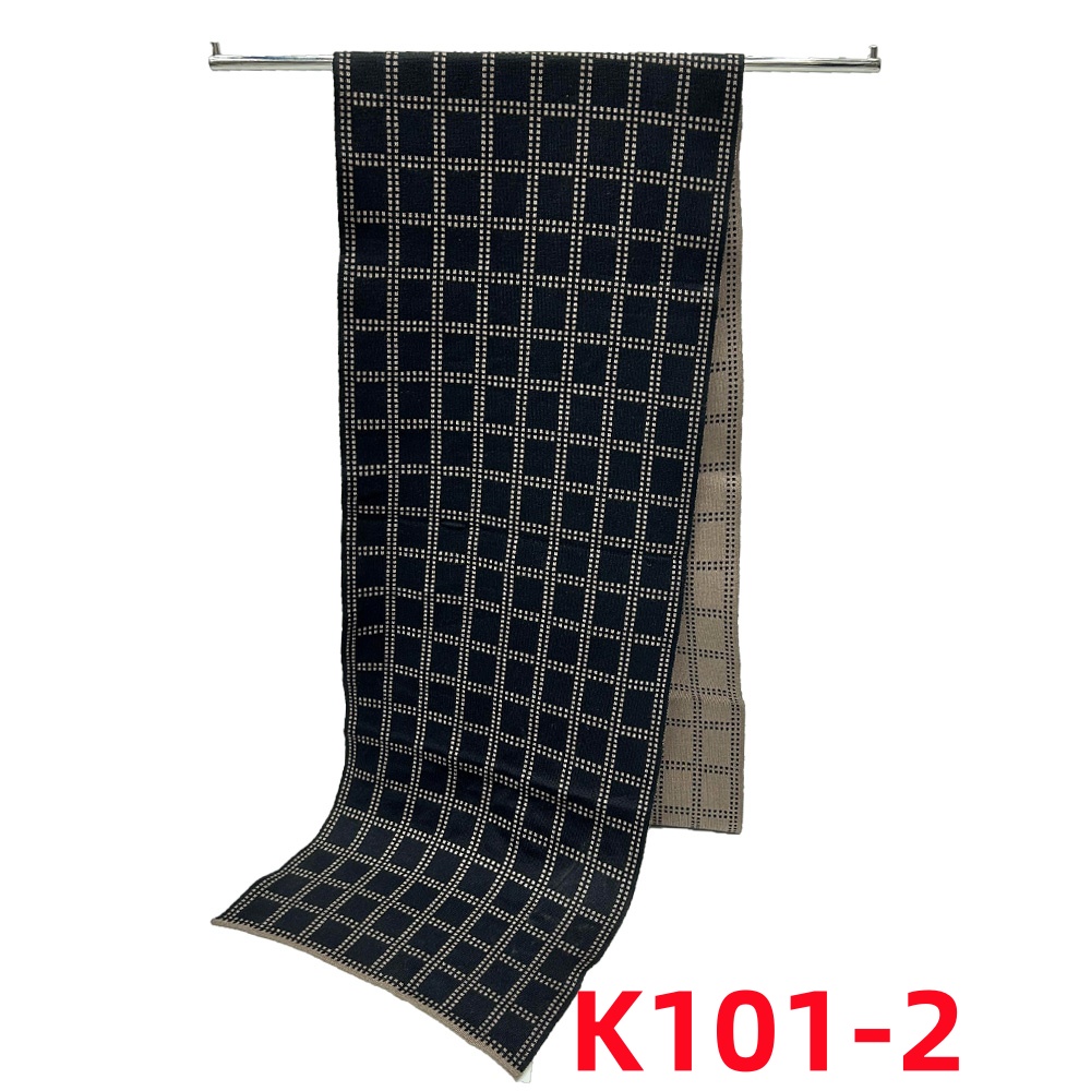 Autumn And Winter New Men's Knitted Blended Scarf Lattice Warm Europe And The United States Simple Business Leisure Young Neck Manufacturers Wholesale Custom details Picture
