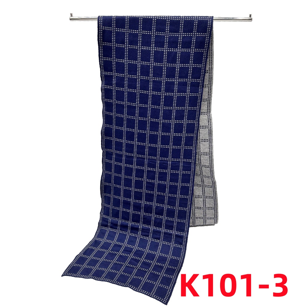 Autumn And Winter New Men's Knitted Blended Scarf Lattice Warm Europe And The United States Simple Business Leisure Young Neck Manufacturers Wholesale Custom Specification drawing