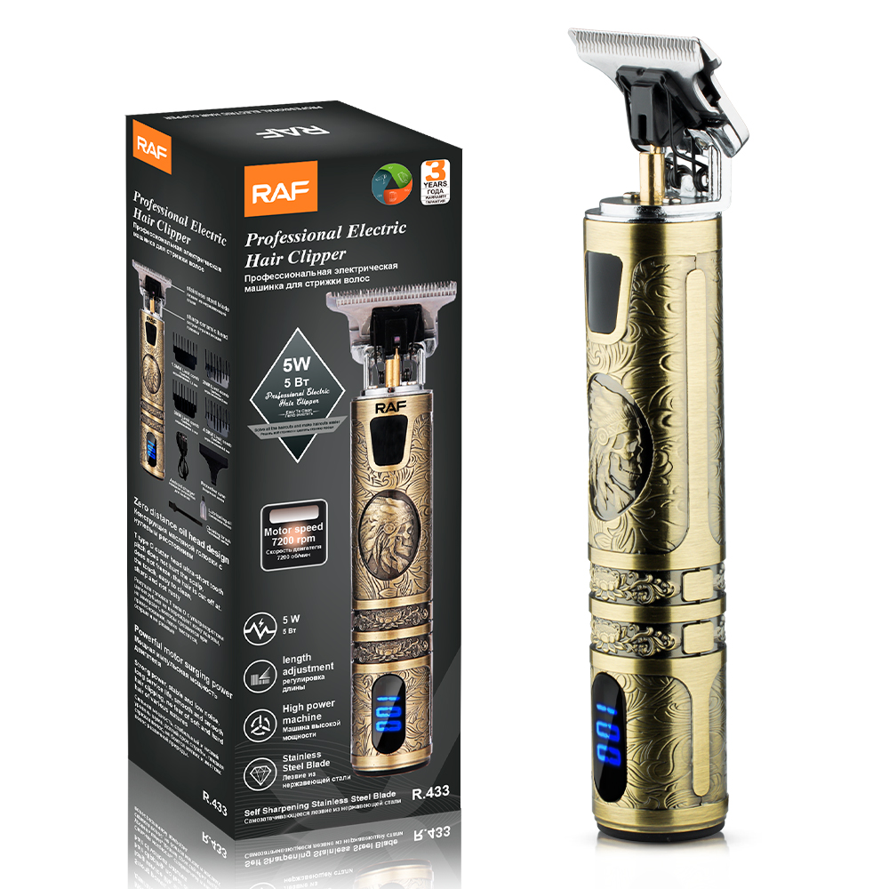 RAF Cross-border Hair clipper, electric household high-power shaving head, electric clipper, retro oil head, rechargeable engraving electric R.433 details Picture
