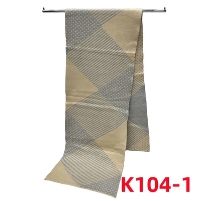 Foreign Trade Scarf Short Men's Scarf Warm Small Bib Lozenge Plaid Double-Sided Blended Knitted Scarf For Men