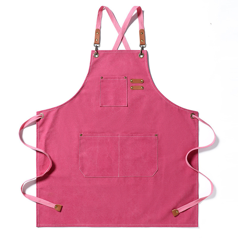 Wholesale of thickened canvas plain aprons for foreign trade, kitchen, home, barbecue, coffee shop, waist wraps, hairdresser work aprons Item Picture