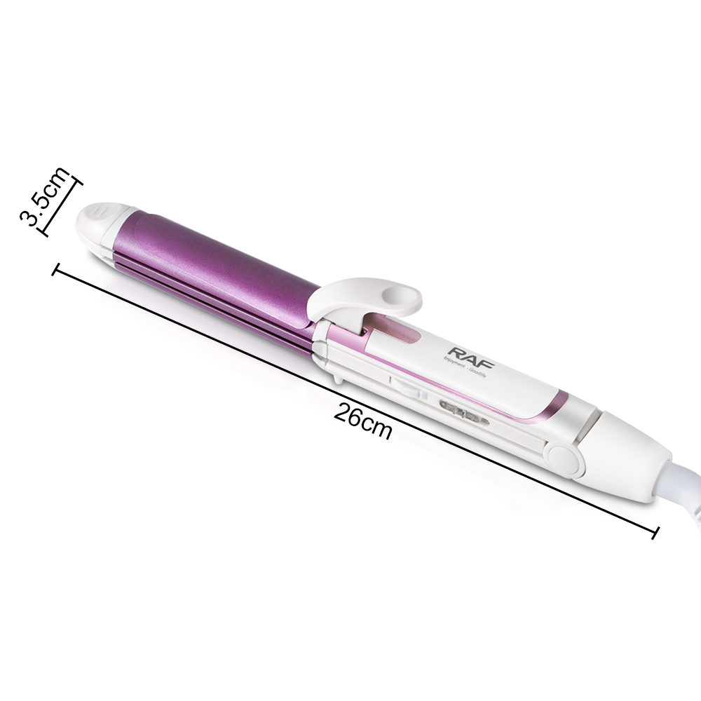 RAF's new two-in-one curling iron and straightener, ceramic clamp, suitable for both dry and wet straight curls, large inward bangs, R.604 Specification image