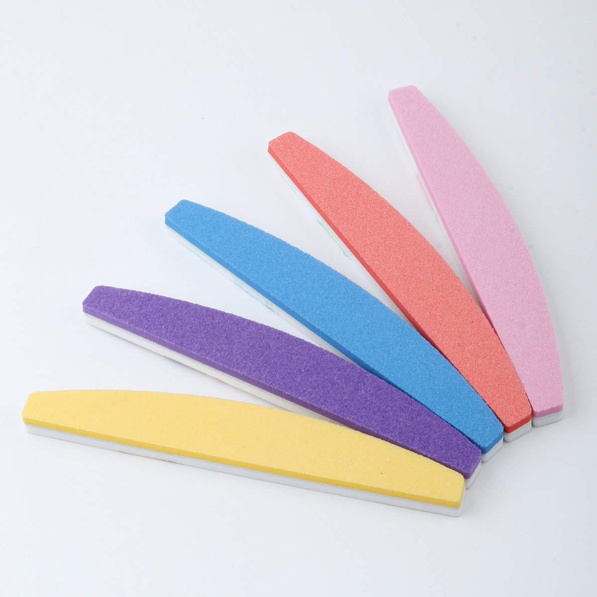 Mengjia NAIL FILE: Double-sided polishing sponge rubbing strip, nail tool, nail file 100/180 washed sand strip, shaping, half-moon color printed sponge strip details Picture