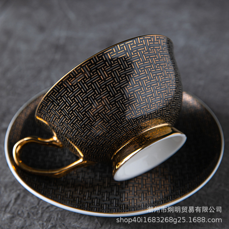 欧式骨瓷咖啡杯杯碟套装陶瓷复古水杯高级感英式下午茶茶杯器具1
