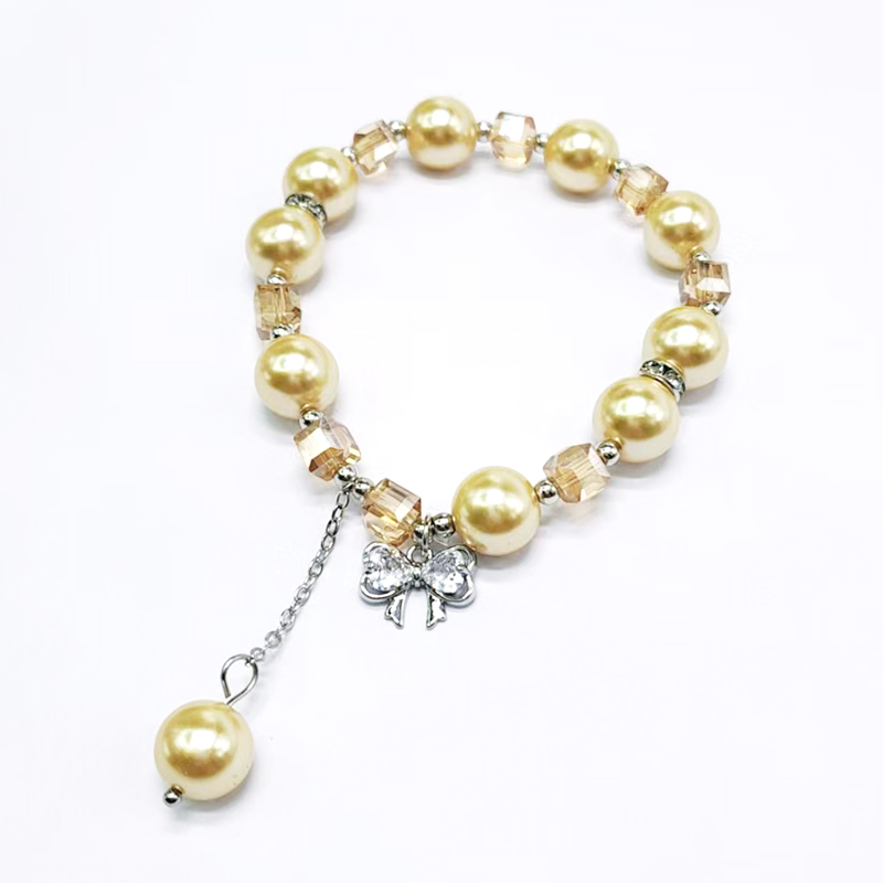 施家珍珠锆石领结手链金色系手链大众轻奢设计高级感高颜值高品质饰品手串网络爆款2024新款详情图3