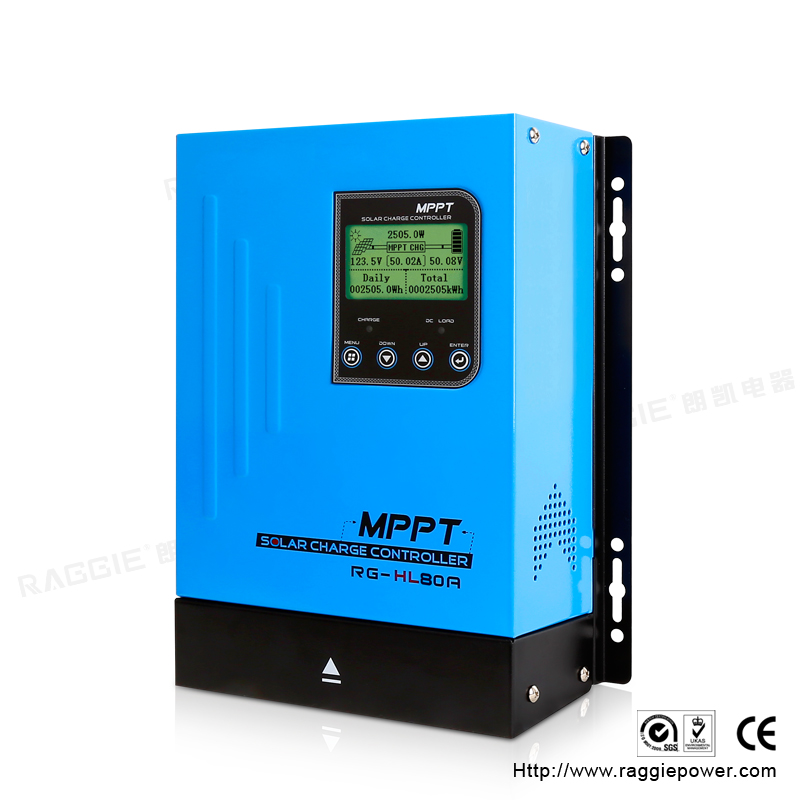HL series 80A controller, solar product solar controller MPPT controller RAGGIE, intelligent controller,12V, 24V, 36V, 48V voltage automatic switching