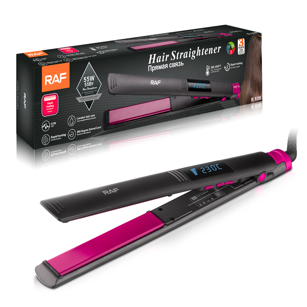 RAF European Standard cross-border Straightening Hair heating plate LCD portable curling Iron Home fluffy multi-functional Curling iron R.606 details Picture