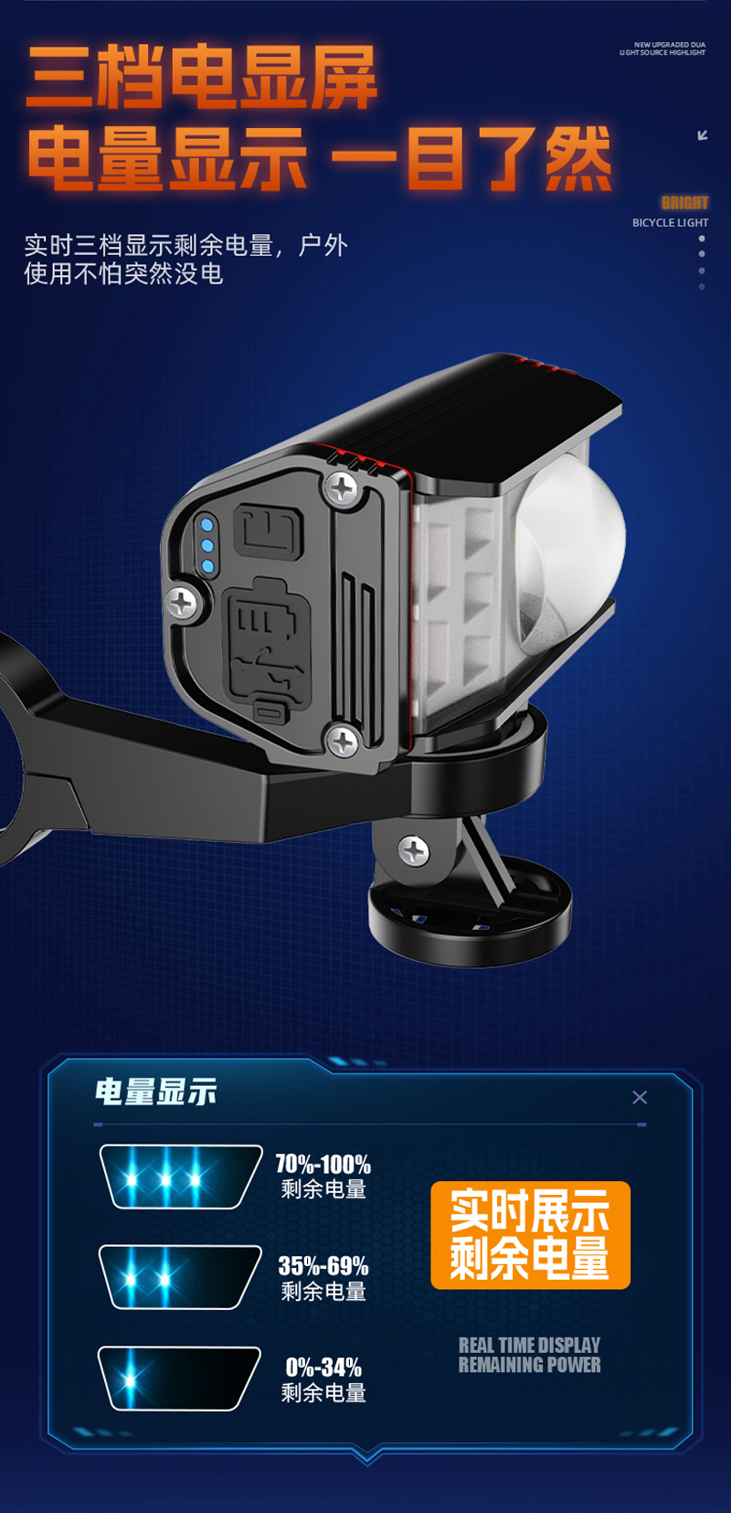 XA-337USB充电自行车铝合金前灯单车吊装前灯强光手电筒骑行装备详情12