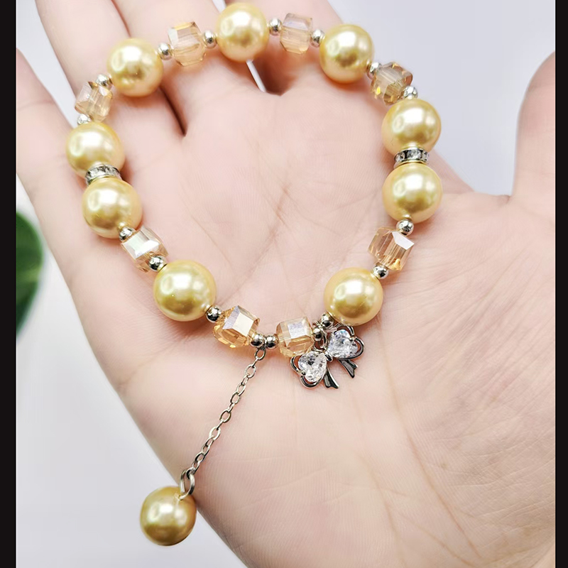 施家珍珠锆石领结手链金色系手链大众轻奢设计高级感高颜值高品质饰品手串网络爆款2024新款详情图4