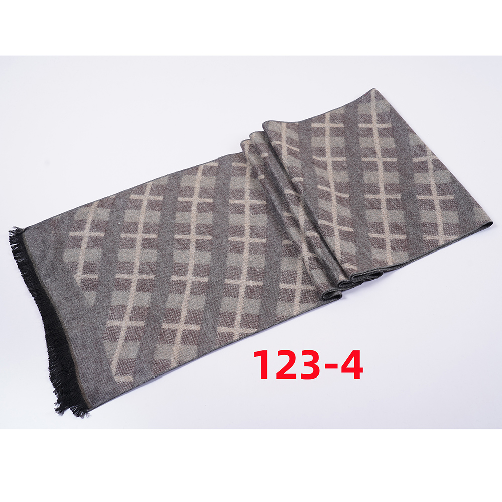Autumn And Winter New Men's Scarf Lattice Warm Europe And The United States Simple Business Leisure Young Neck Factory Wholesale 2024 Striped Scarf Wholesale Customization Specification drawing