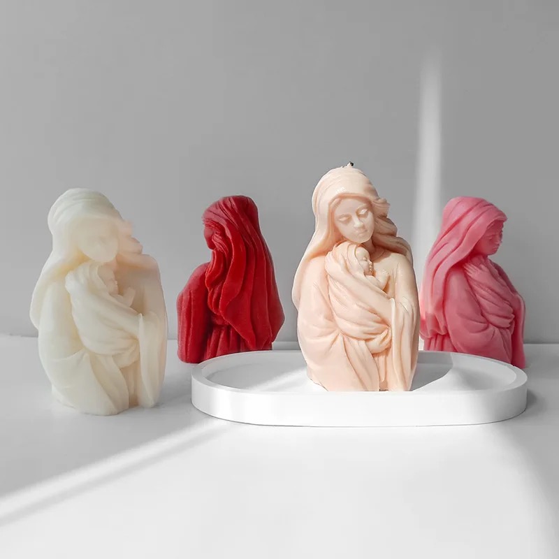 Virgin Mary Holding Baby Scented Candle, Soy wax, home smokeless atmosphere, table candlestick, decorative item, scented candle, Christmas tree candle, Scented candle, birthday candle, electronic candle, scented candle, scented candle Item Picture