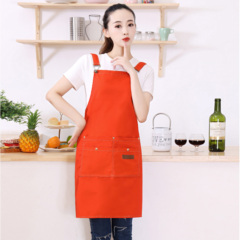 Thickened waterproof canvas apron, restaurant, bakery, kitchen, milk tea, coffee shop, garden work uniform, full-body apron with printed words Specification image