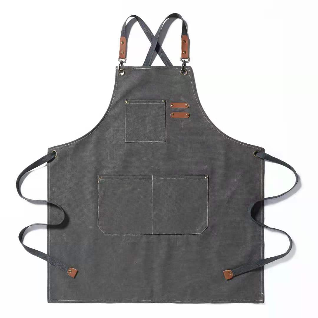 Thickened all-cotton canvas apron for foreign trade, coffee shop, barber shop, milk tea shop, home kitchen, gardening work clothes apron Application Scenario