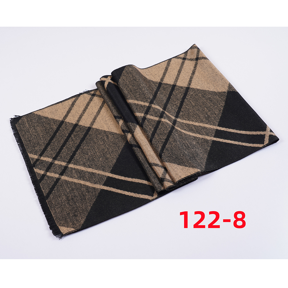 Autumn And Winter New Men's Scarf Lattice Warm Europe And The United States Simple Business Leisure Young Neck Manufacturers Wholesale 2024 Striped Scarf Wholesale Custom Geometric Pattern Application Scenario