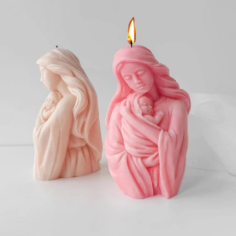 Virgin Mary Holding Baby Scented Candle, Soy wax, home smokeless atmosphere, table candlestick, decorative item, scented candle, Christmas tree candle, Scented candle, birthday candle, electronic candle, scented candle, scented candle pic 5