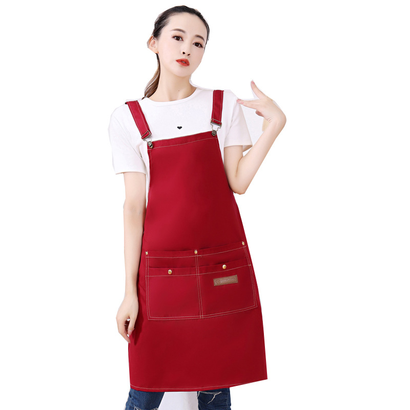 Thickened waterproof canvas apron, restaurant, bakery, kitchen, milk tea, coffee shop, garden work uniform, full-body apron with printed words details Picture