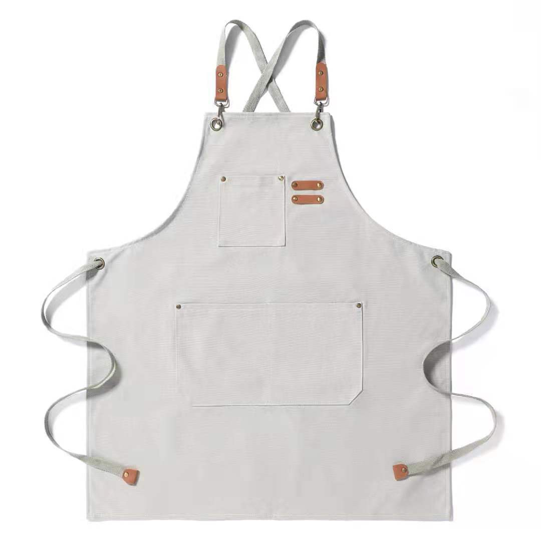 Thickened all-cotton canvas apron for foreign trade, coffee shop, barber shop, milk tea shop, home kitchen, gardening work clothes apron Specification image