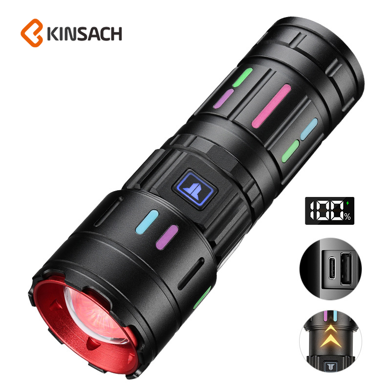 KINSACH Star Source type-c rechargeable electric display Aluminum alloy flashlight White Laser details Picture