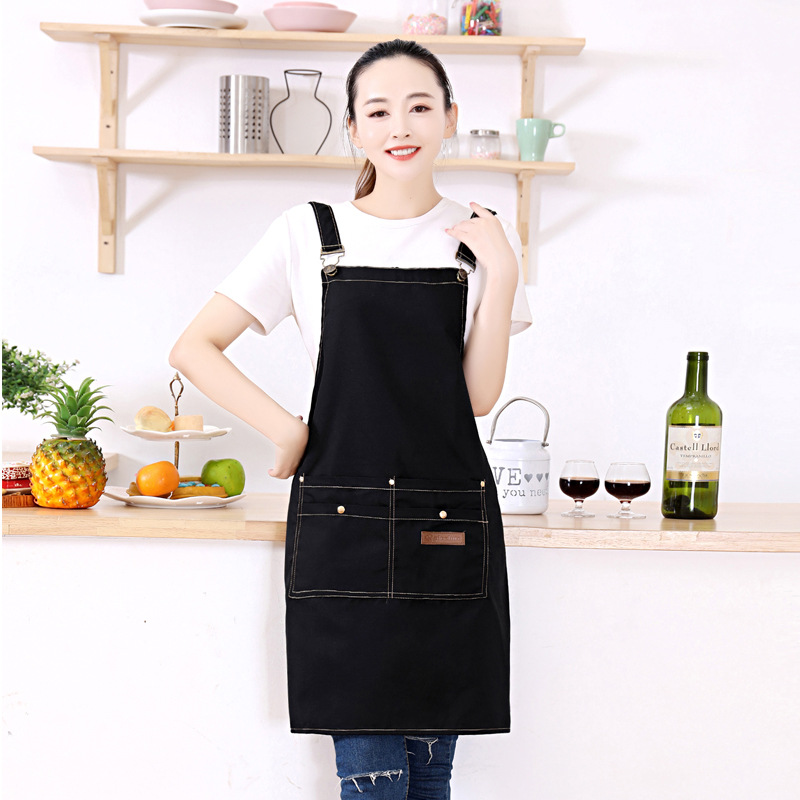 Thickened waterproof canvas apron, restaurant, bakery, kitchen, milk tea, coffee shop, garden work uniform, full-body apron with printed words