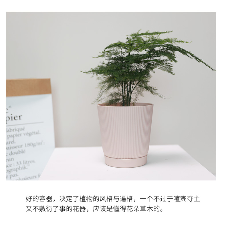 佰世园艺懒人圆形自动吸水花盆多肉绿植盆栽简约带排水口花盆批发详情10