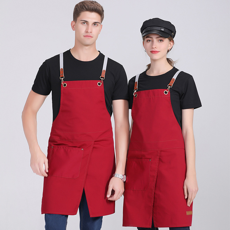 Wholesale canvas aprons for foreign trade, beauty painting, denim halter aprons, coffee shops, Western restaurants, nail art, work aprons Application Scenario
