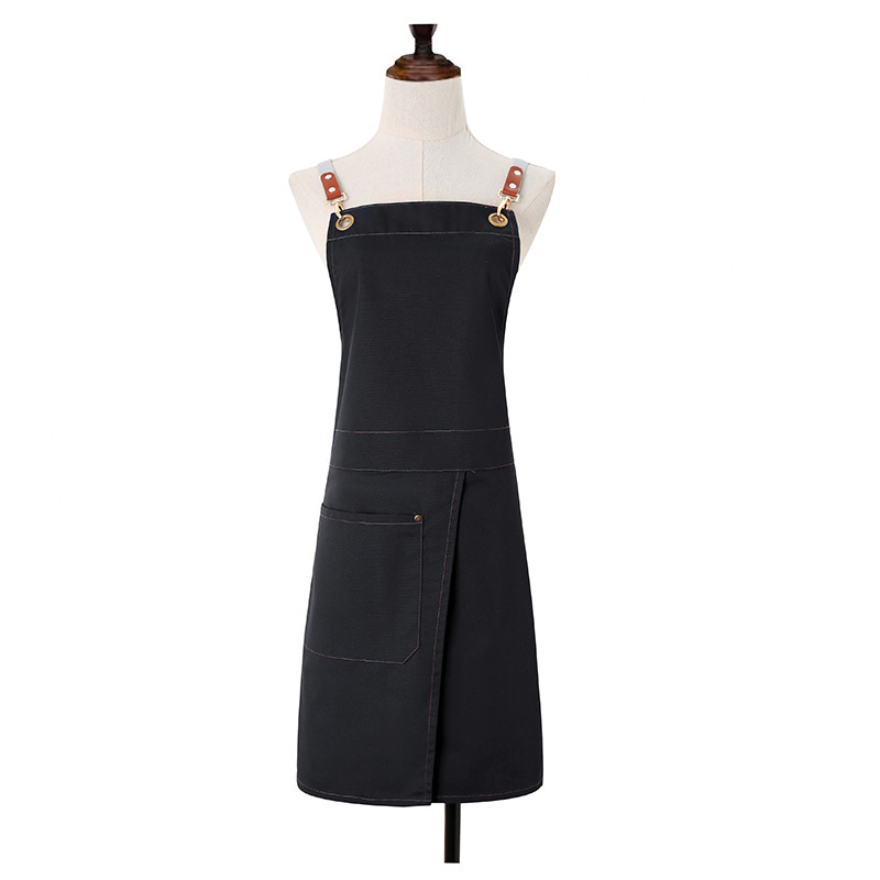 Wholesale canvas aprons for foreign trade, beauty painting, denim halter aprons, coffee shops, Western restaurants, nail art, work aprons Item Picture