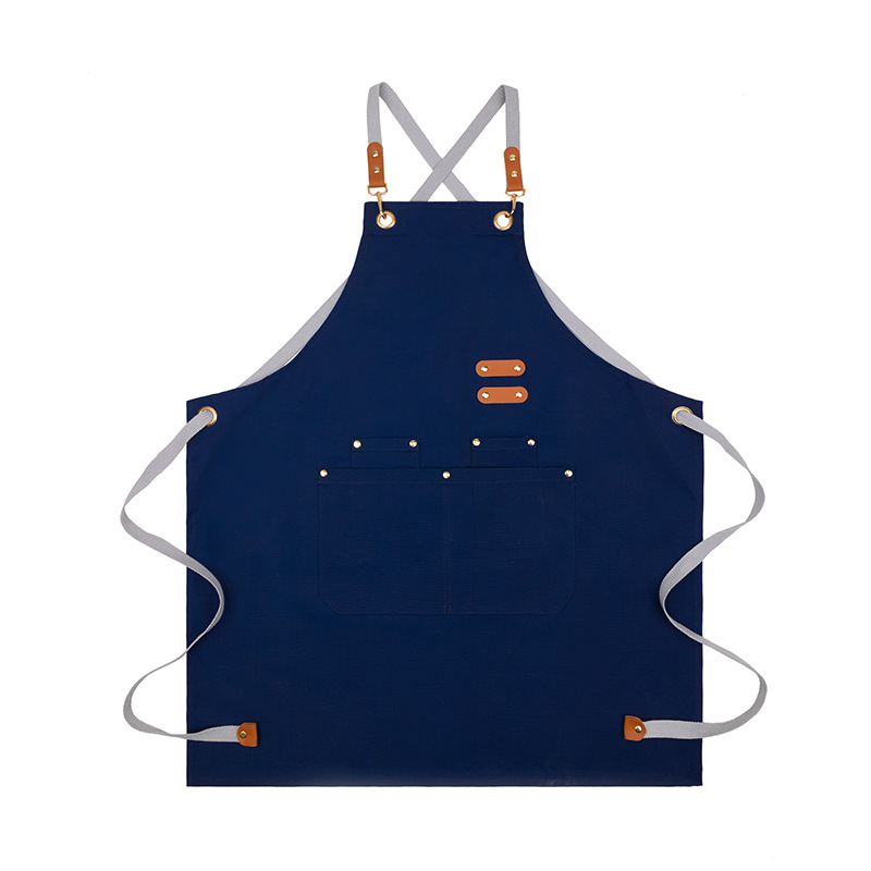 Wholesale of polyester-cotton aprons for foreign trade, waterproof work clothes for men and women in kitchens, coffee shops, milk tea shops and restaurants, and printed logos details Picture