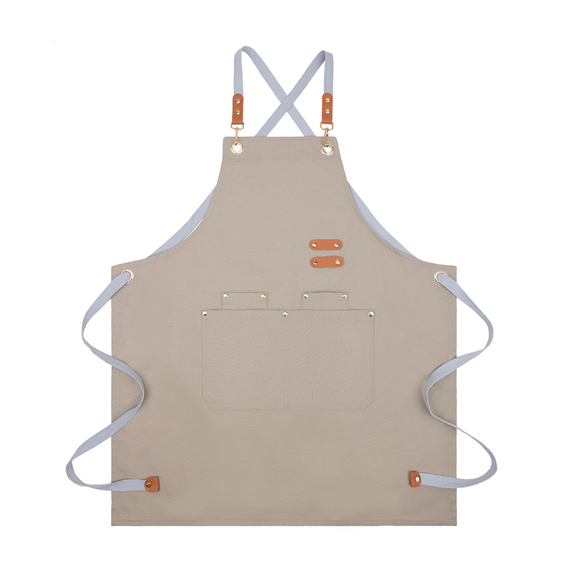 Wholesale of polyester-cotton aprons for foreign trade, waterproof work clothes for men and women in kitchens, coffee shops, milk tea shops and restaurants, and printed logos Item Picture