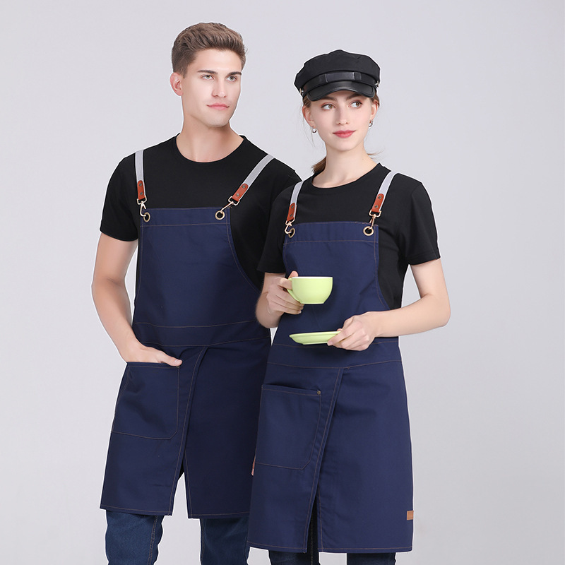 Wholesale canvas aprons for foreign trade, beauty painting, denim halter aprons, coffee shops, Western restaurants, nail art, work aprons